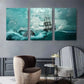 3pcs Shipwreck at Sea Waves Crashing Stormy Ocean Metal Print Ready to Hang Art