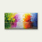 Vibrant Abstract Forest Wall Art Canvas Office Home Room Framed 80x45cm
