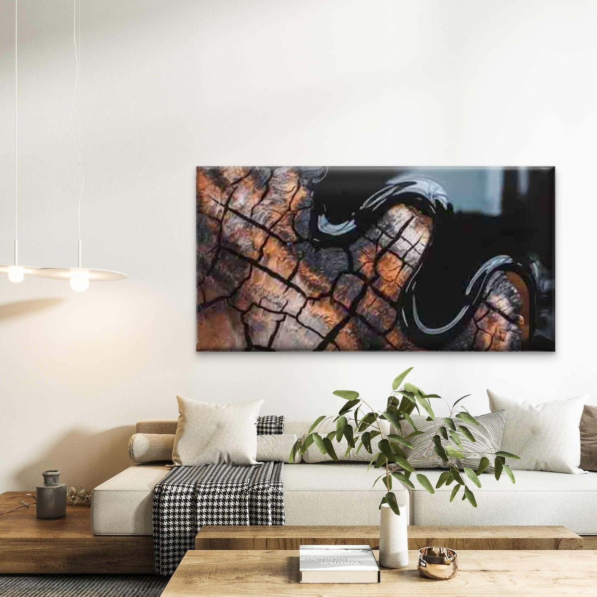 Cracked Earth Reflection Wall Art Canvas Office Home Room Framed 120x60cm