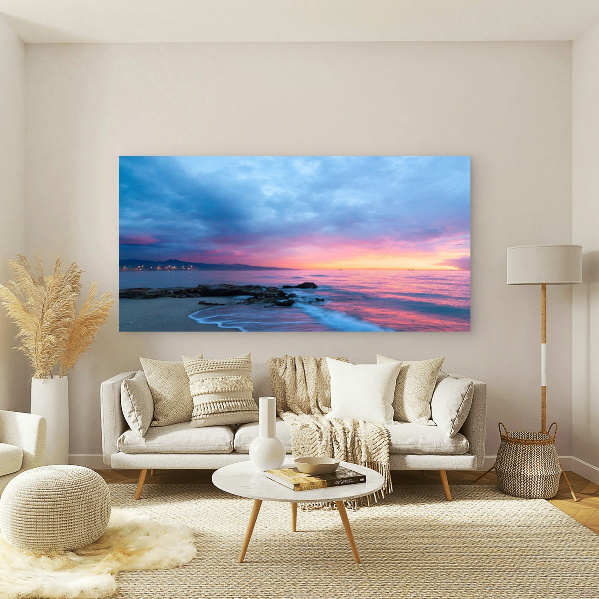Vibrant colors evening sky Wall Art Canvas Office Home Room Framed 120x60cm