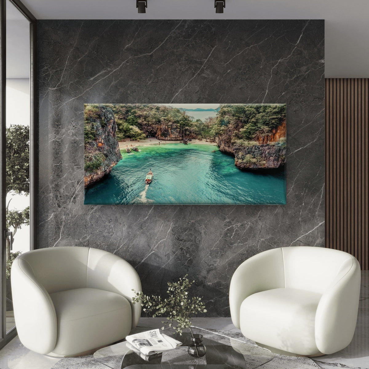 Aerial View Of Krabi Island Wall Art Canvas Office Home Room Framed 80x45cm