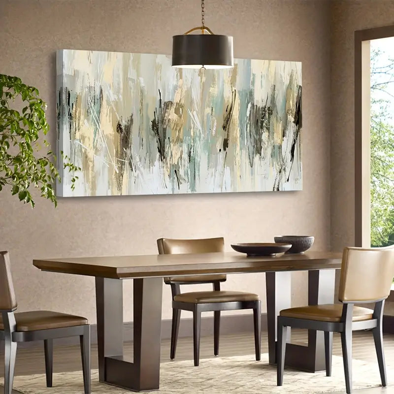 Modern Abstract Beige Gray Light Green Wall Art canvas office home room framed 120x60cm