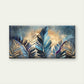 Blue Gold Tropical Feather Wall Art Canvas Office Home Room Framed 120x60cm