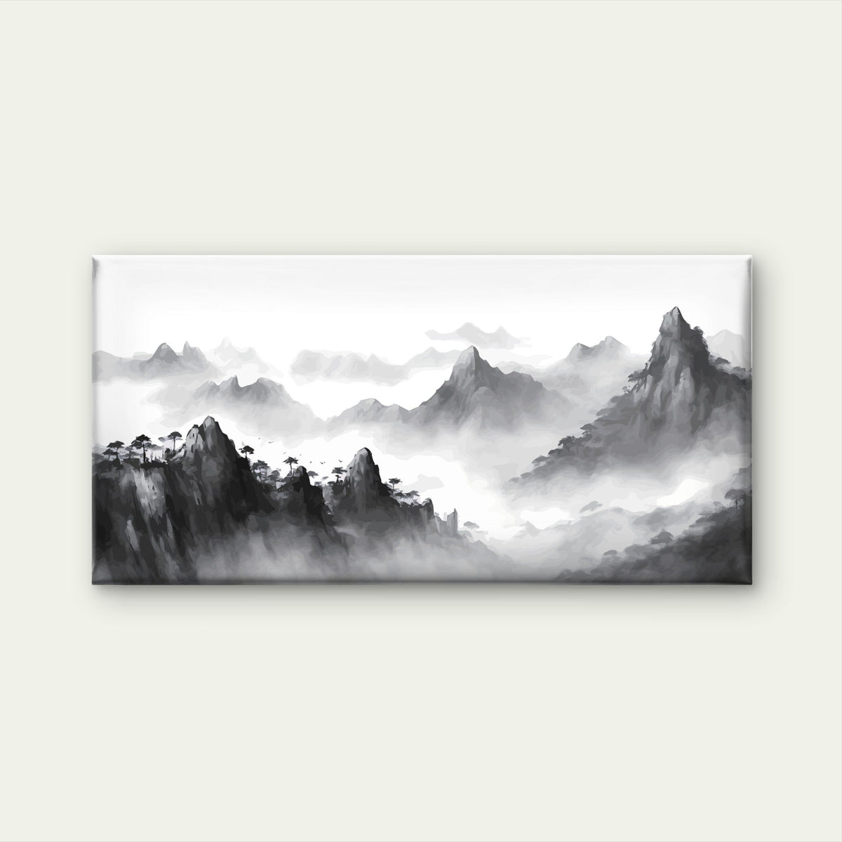 Chinese Mountain Mist Shan Shui Wall Art Canvas Office Home Room Framed 120x60cm