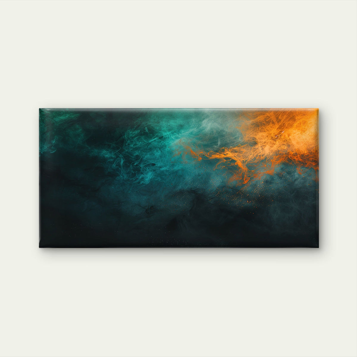 Abstract Cosmic Orange Smoke Wall Art Canvas Office Home Room Framed 120x60cm