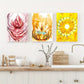 3pcs Pink, orange and yellow floral, Creative Design Metal Print Ready to Hang Art