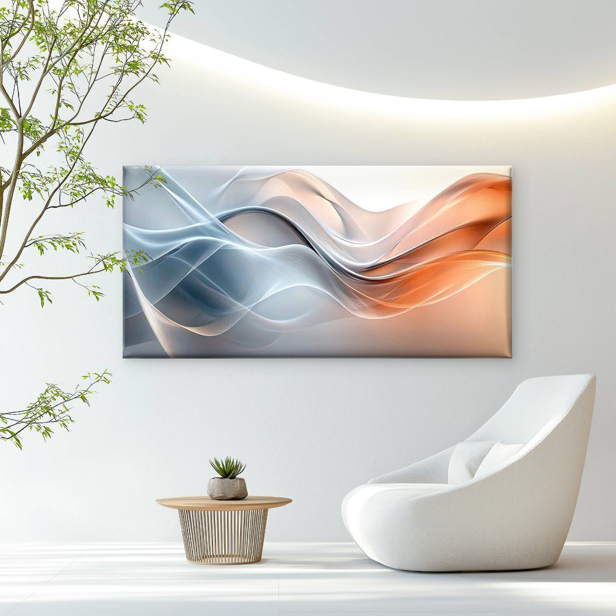 Waves of Light and Color Wall Art Canvas Office Home Room Framed 120x60cm