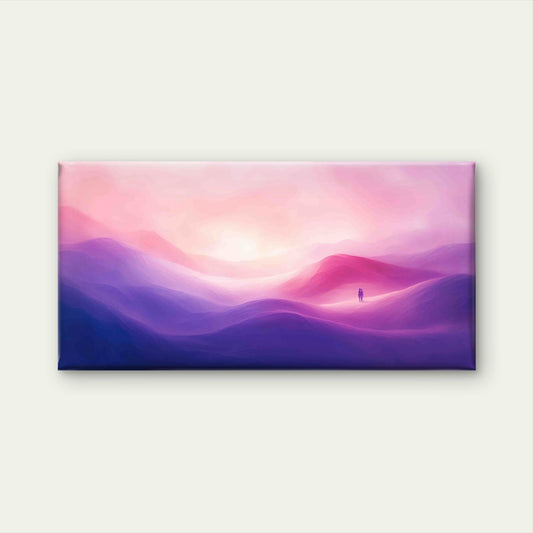 Purple Pink Landscape Sunset Wall Art Canvas Office Home Room Framed 80x45cm