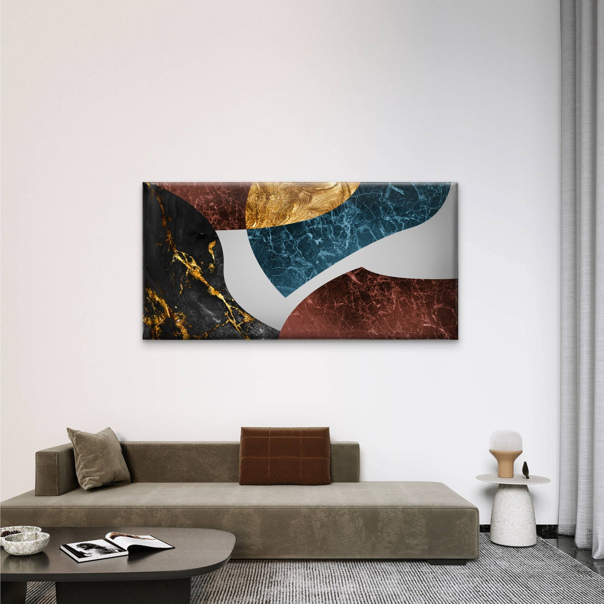 Abstract Marble Gold Foil Wall Art Canvas Office Home Room Framed 120x60cm