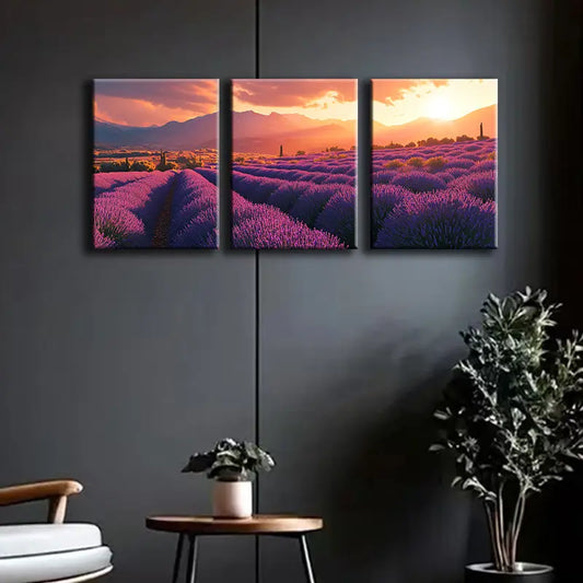 3pcs Lavender Fields in Provence Metal Print Ready to Hang Art