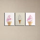 3pcs Abstract Ice Cream Pink & White Classic Design Metal Print Ready to Hang Art