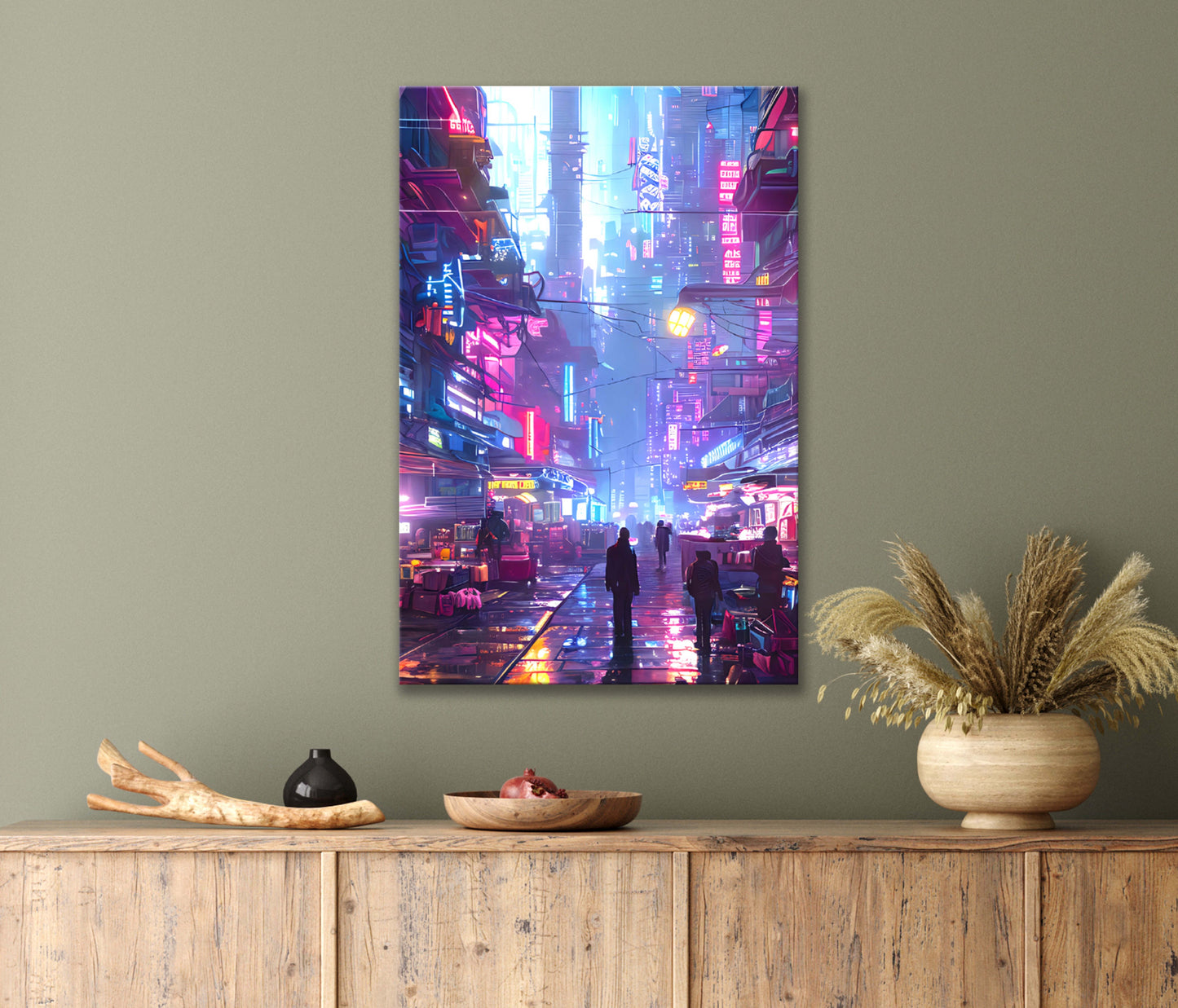 Neon City By Night Print 100% Australian Made 40x60cm Stretched Canvas Ready to Hang