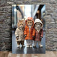 Playful Feline Trio in Coats Print 100% Australian Made 40x60cm Stretched Canvas Ready to Hang