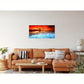 Panels Beach Sunset Ocean Wall Art canvas office home room framed 120x60cm