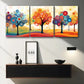 3pcs Colorful Trees with Circles Metal Print Ready to Hang Art