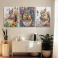 3pcs Squirrel Acorn in Paws, Floral & Butterfly Design Metal Print Ready to Hang Art