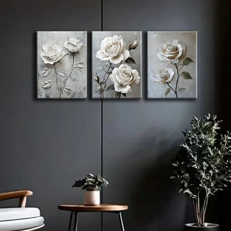 3pcs featuring La Rose Blanche Metal Print Ready to Hang Art