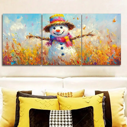 3pcs Scarecrow in Wheat Field Metal Print Ready to Hang Art
