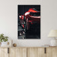 Loving Red Sports Car Parked in A Dark Garage, Wet Floor Print 100% Australian Made 40x60cm Stretched Canvas Ready to Hang