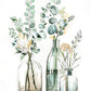 Bottle Vases with Flowers Painting Print 100% Australian Made 40x60cm Stretched Canvas Ready to Hang