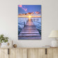 Wooden Dock Over An Ocean By Sunrise Print 100% Australian Made 40x60cm Stretched Canvas Ready to Hang