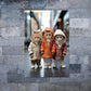 Playful Feline Trio in Coats Print 100% Australian Made 40x60cm Stretched Canvas Ready to Hang