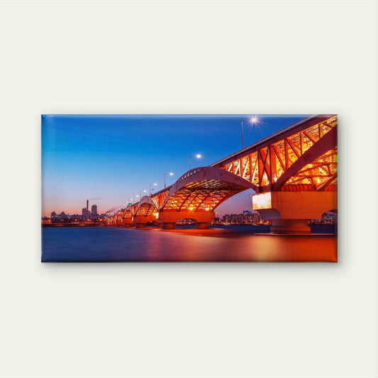 Seongsan Bridge Nigh Sky City View Korea Wall Art Canvas Office Home Room Framed 80x45cm