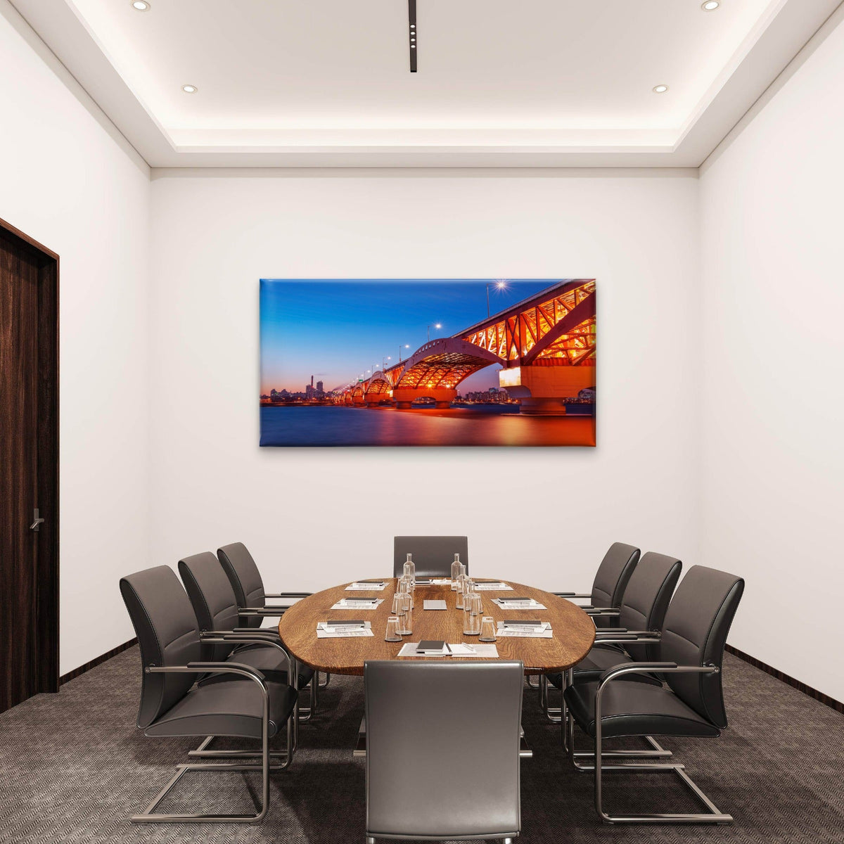 Seongsan Bridge Nigh Sky City View Korea Wall Art Canvas Office Home Room Framed 80x45cm