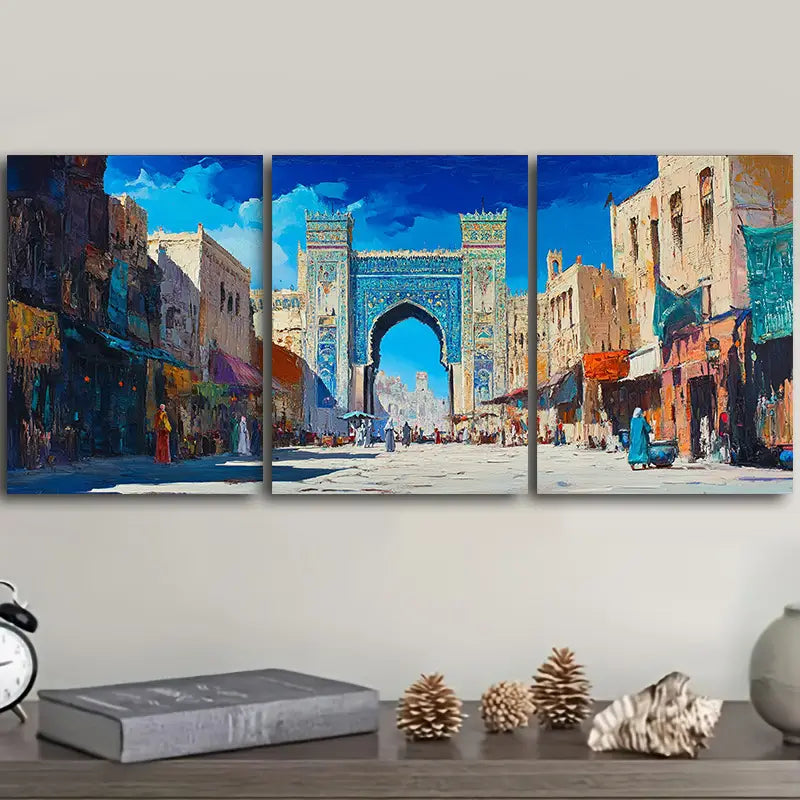 3pcs Coloured gate picture Metal Print Ready to Hang Art