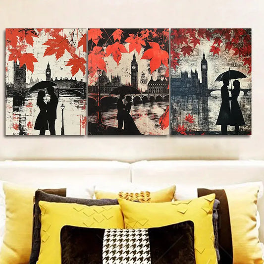 3pcs The couple stood in front of Big Ben Metal Print Ready to Hang Art