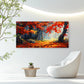 Vibrant Autumn Forest Scene Wall Art Canvas Office Home Room Framed 120x60cm