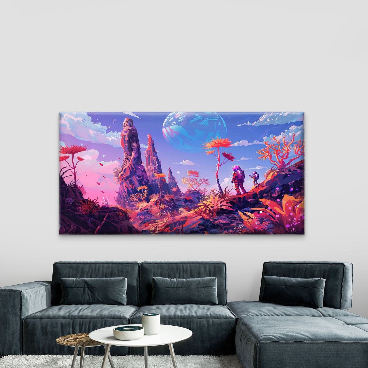 Journey Through An Alien World Wall Art Canvas Office Home Room Framed 80x45cm