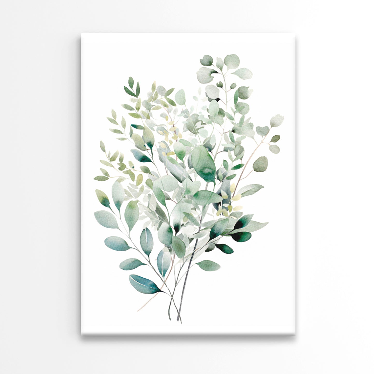 Watercolor Painting of Green Leaves Print 100% Australian Made 40x60cm Stretched Canvas Ready to Hang