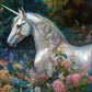 Magical White Unicorn Soft Blossom Forest Wall Art Canvas Office Home Framed 120x60cm
