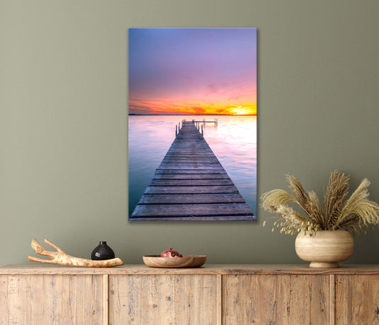 Pier Over The Ocean By Sunrise Print 100% Australian Made 40x60cm Stretched Canvas Ready to Hang