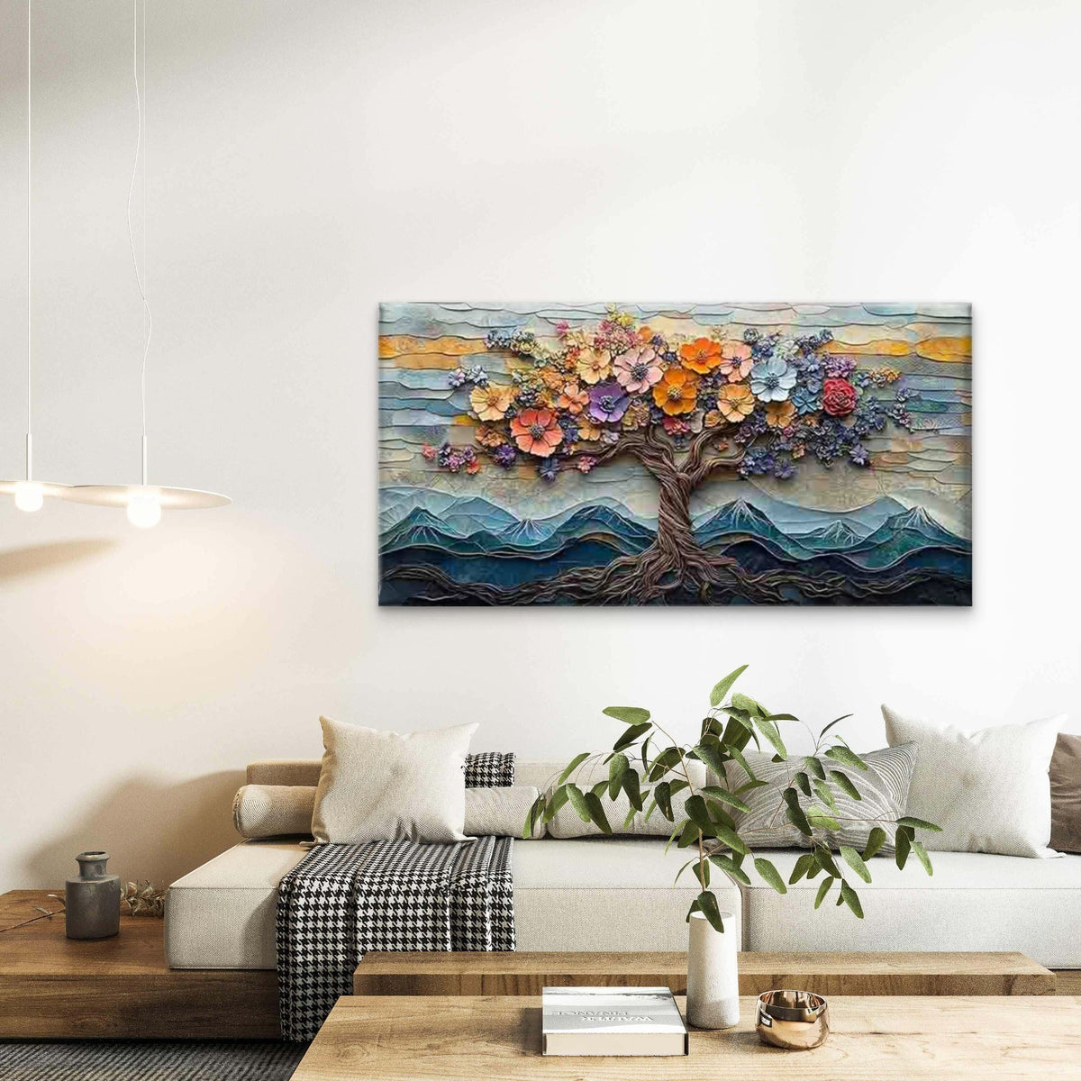 Vibrant Tree of Life Wall Art Canvas Office Home Room Framed 120x60cm