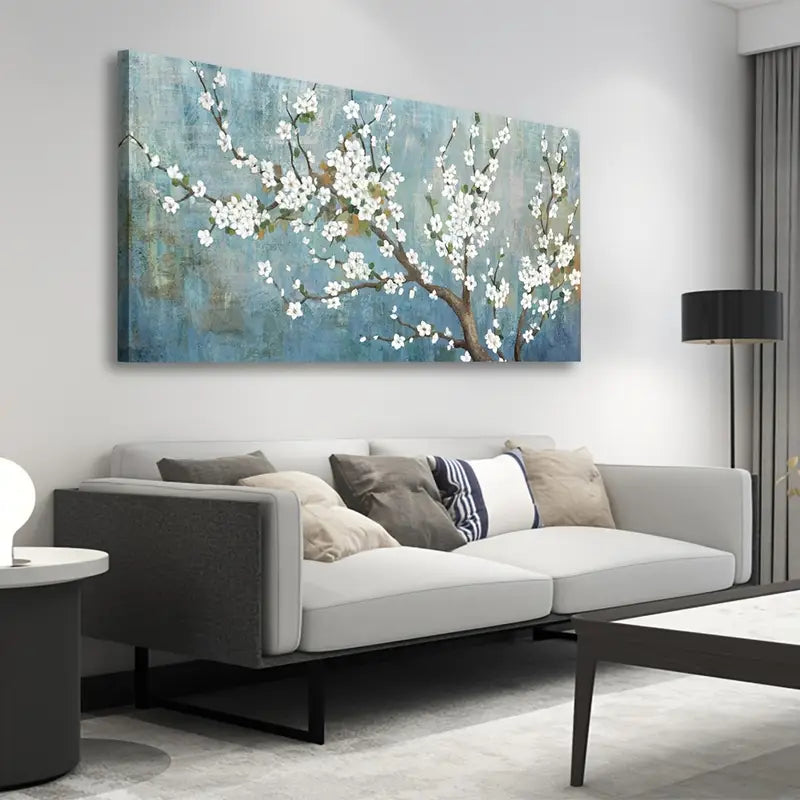 Elegant Flowers Plum Blossom Rustic Turquoise Wall Art canvas office home room framed 120x60cm