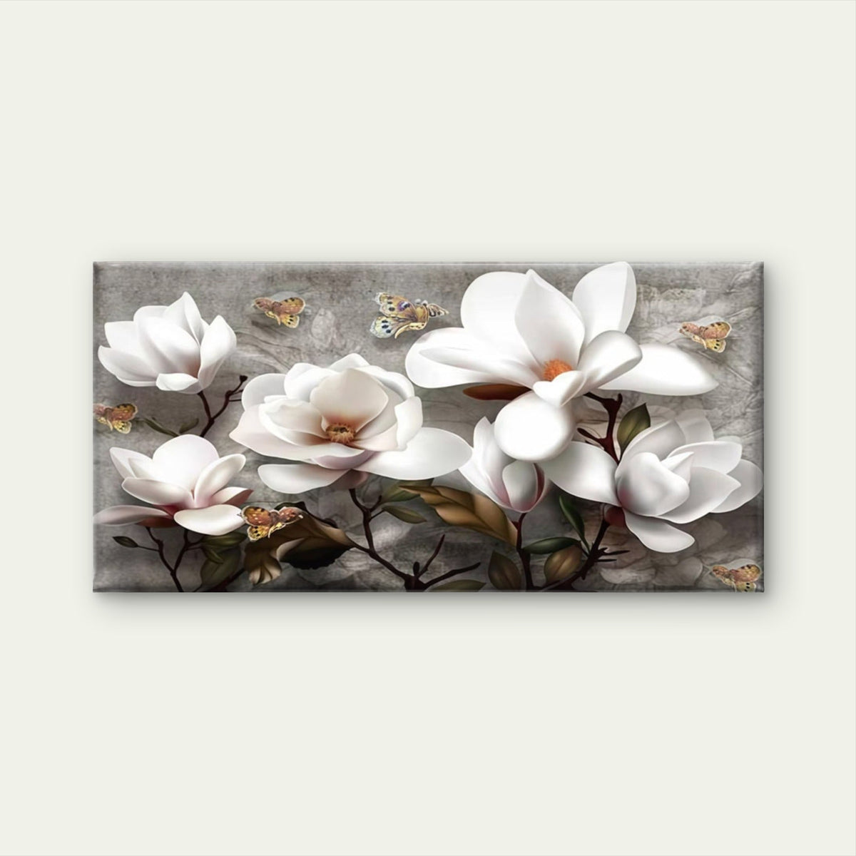 White Magnolia Flowers Wall Art Canvas Office Home Room Framed 120x60cm