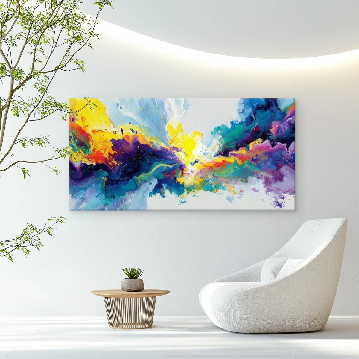 Vibrant Color Explosion Wall Art Canvas Office Home Room Framed 80x45cm
