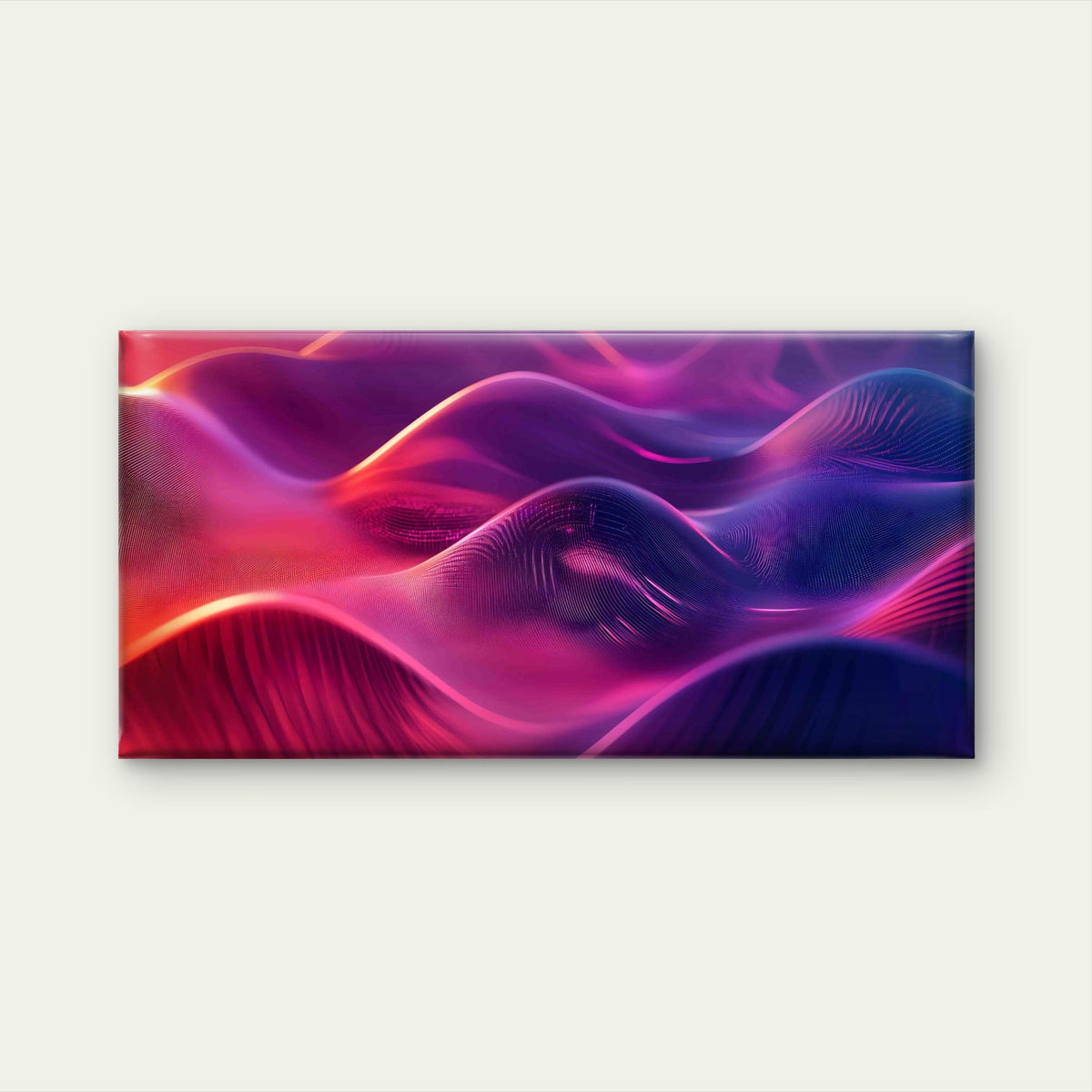 Neon Waves in 3D Abstract Wall Art Canvas Office Home Room Framed 120x60cm