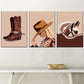 3pcs Vintage-Style Western Cowboy Art Landscapes Wall Art Set Canvas Framed 40x60cm - High Quality Print 100% Australian Made Wall Canvas Ready to Hang