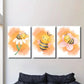 3pcs Cute Bee & Floral Watercolor Design Metal Print Ready to Hang Art