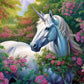 Enchanted White Unicorn Floral Pink Roses Wall Art Canvas Office Home Framed 120x60cm
