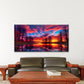 Fiery Sunset Reflection Scene Wall Art Canvas Office Home Room Framed 80x45cm