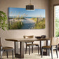 Coastal Reeds Nature Seascape Wall Art canvas office home room framed 120x60cm