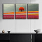 3pcs A large field of roses in rows Metal Print Ready to Hang Art