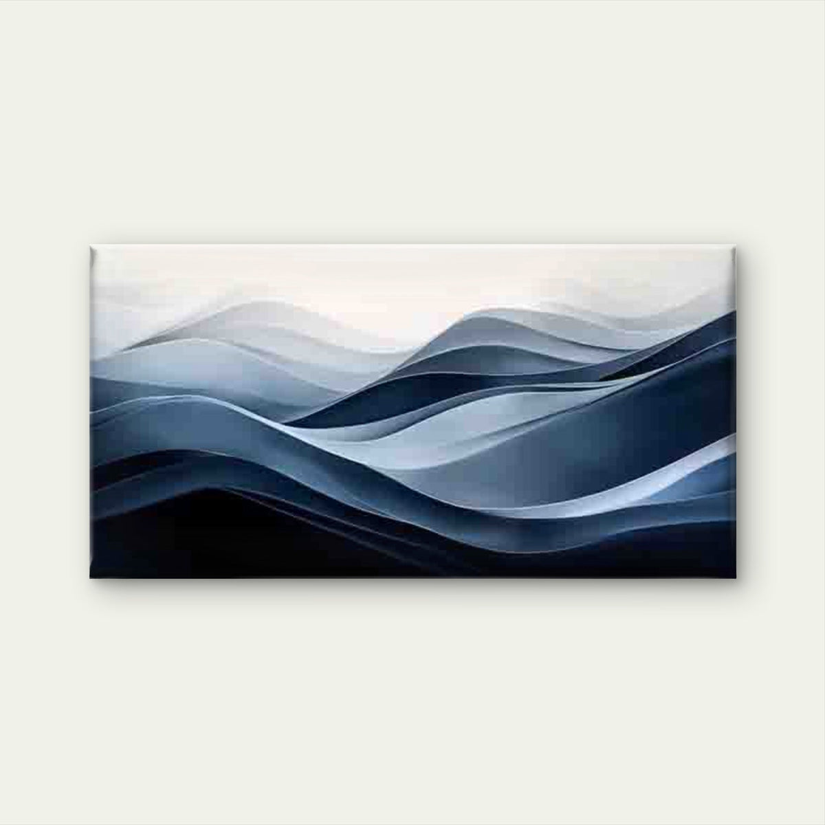 Abstract Wave Design in Blue Wall Art Canvas Office Home Room Framed 120x60cm