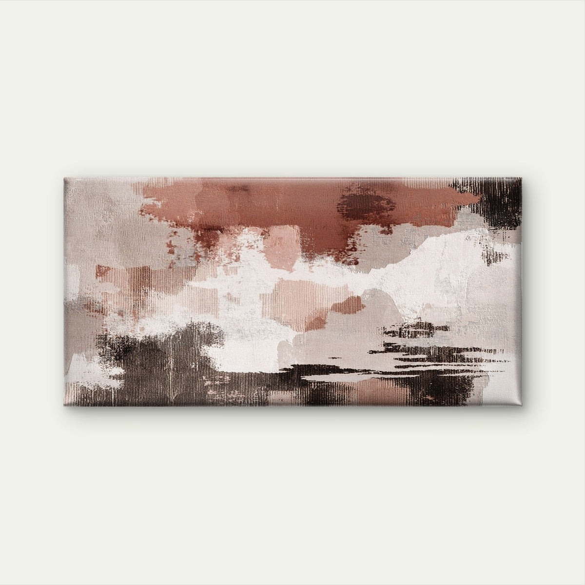 Abstract Terracotta Clay Wave Wall Art Canvas Office Home Room Framed 120x60cm