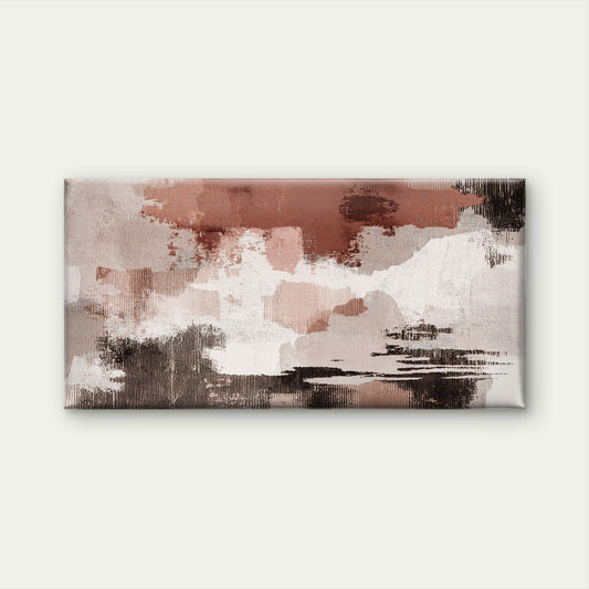 Abstract Terracotta Clay Wave Wall Art Canvas Office Home Room Framed 80x45cm
