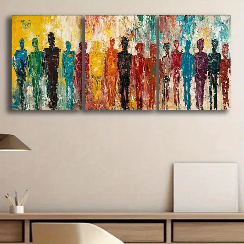 3pcs A row of people Metal Print Ready to Hang Art